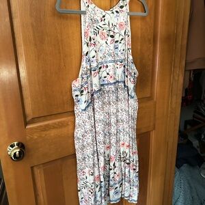 White Birch Floral Dress with Pink and Black Accents